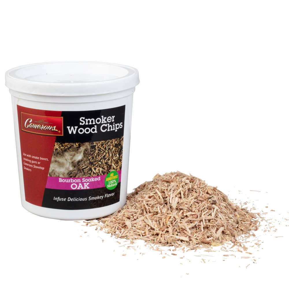 Camerons Extra Fine Bourbon-Soaked Oak Smoking Wood Chips – 1 Pint - Image 2