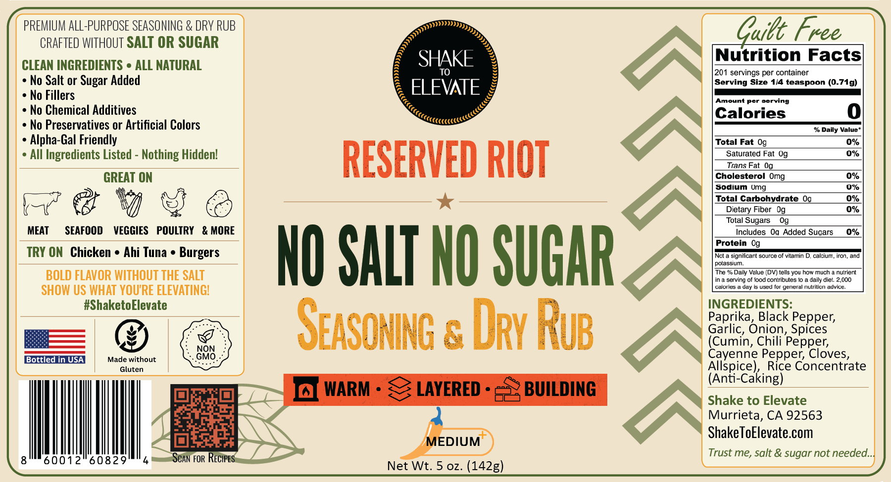 Shake to Elevate Guilt Free Reserved Riot No Salt & No Sugar Seasoning - Image 15