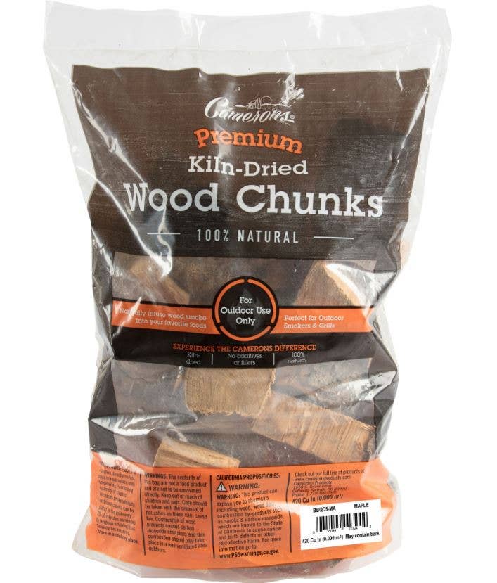 Camerons Maple Smoking Wood Chunks 420 cu in for pork, poultry, game birds, vegetables, cheese, charcoal grills and smokers