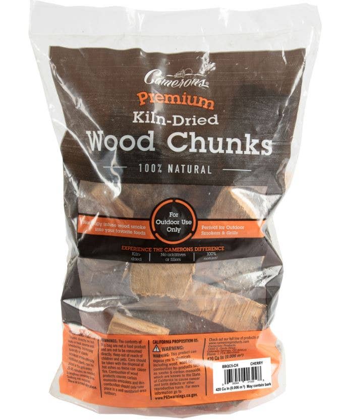 Camerons Cherry Smoking Wood Chunks 420 cu in for ribs, pork, brisket, poultry, charcoal grills and low-and-slow BBQ