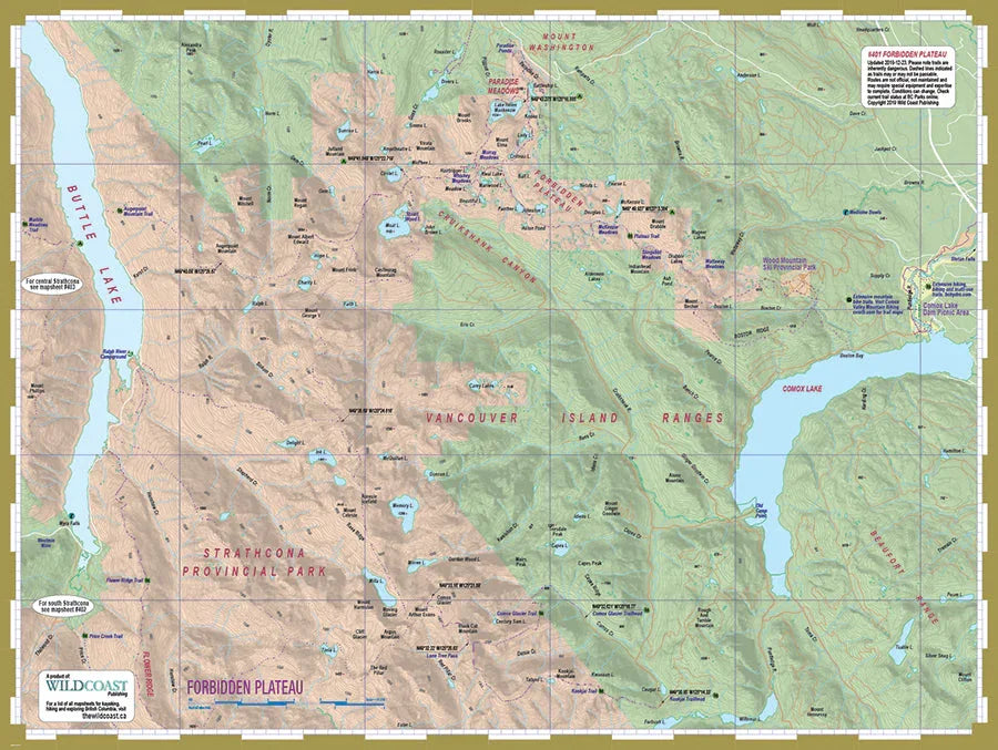 Wild Coast Publishing 401 - Forbidden Plateau / Strathcona Provincial Park Topographic Trail Map