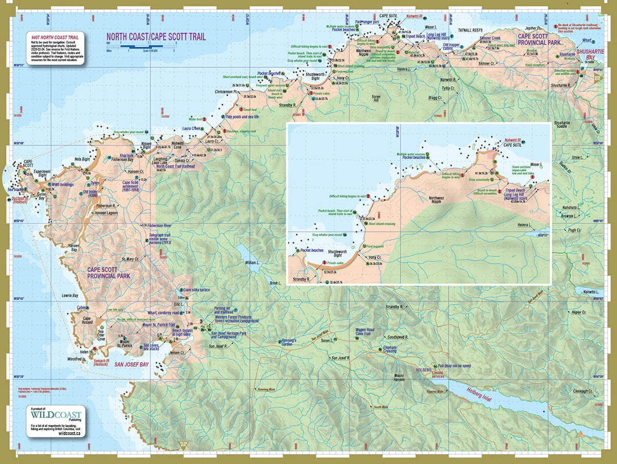 Wild Coast Publishing 407 - North Coast Trail Topographic Trail Map