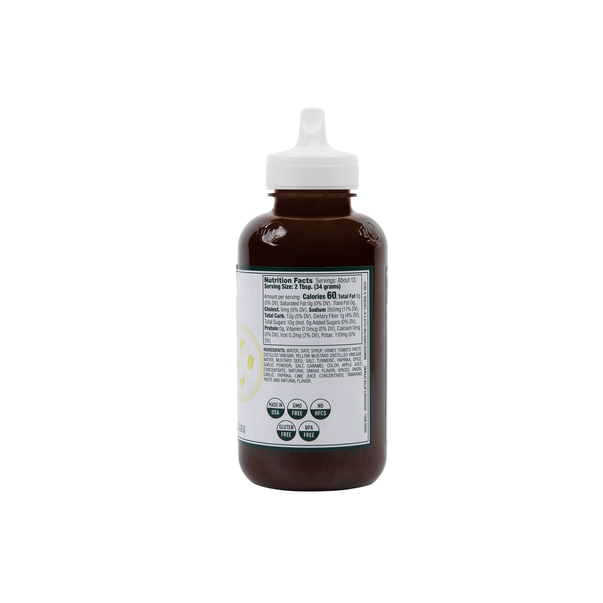 Brown squeeze bottle with nutrition label, camping food ingredient, outdoors gear