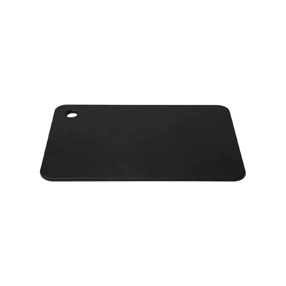 Black rectangular cutting board for camping or outdoor cooking