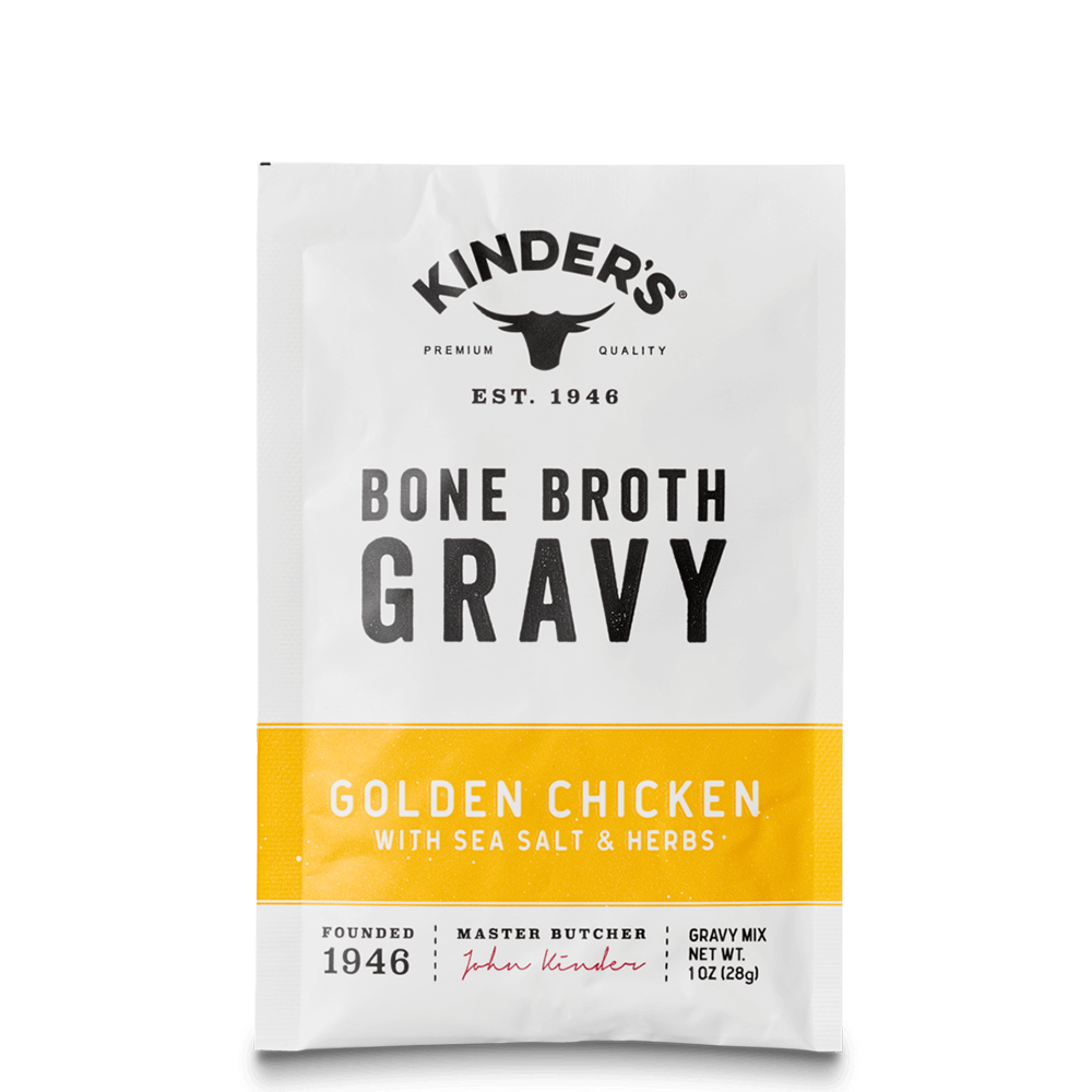 Bone broth gravy mix packet golden chicken flavor with sea salt and herbs