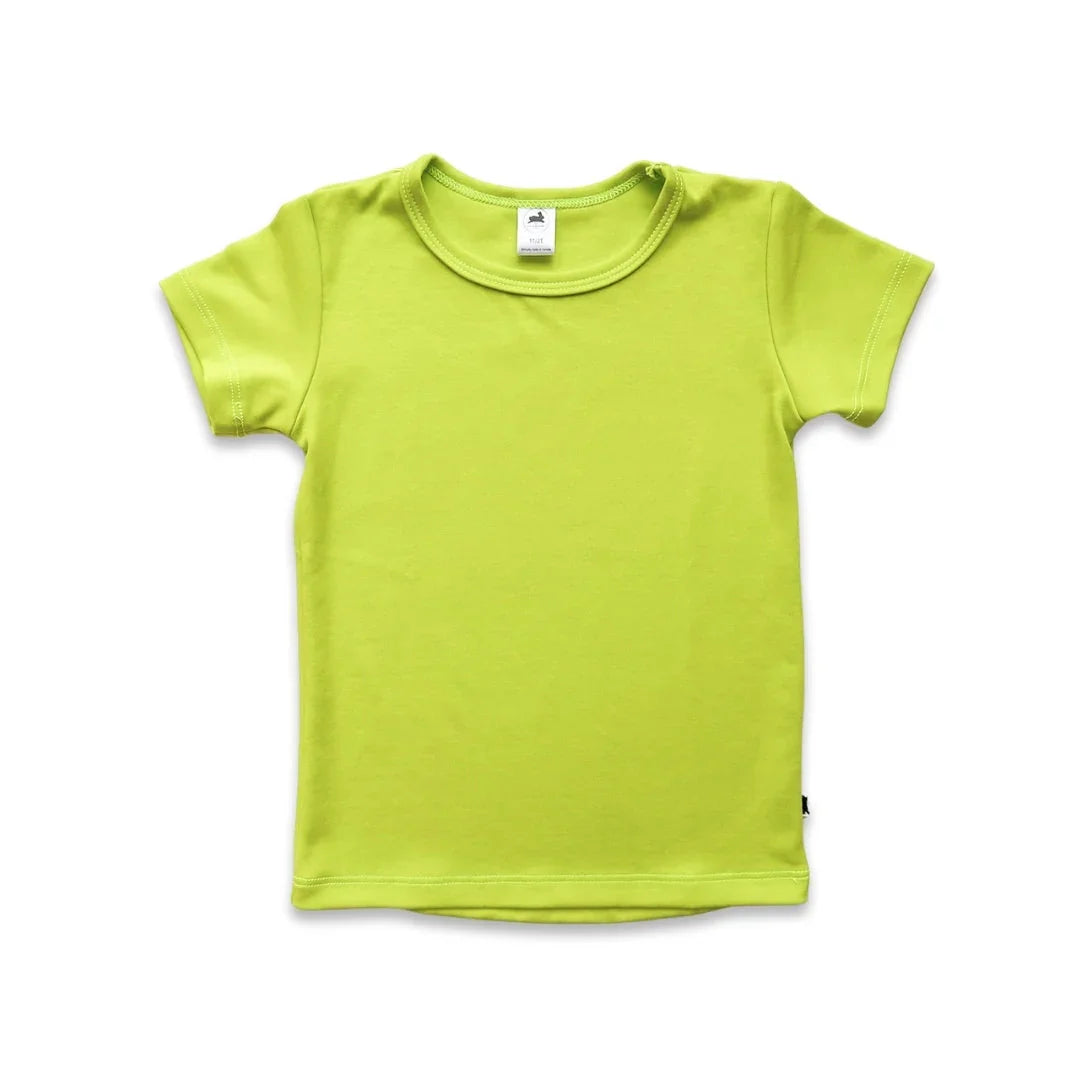 Plain lime green short sleeve t-shirt on white background