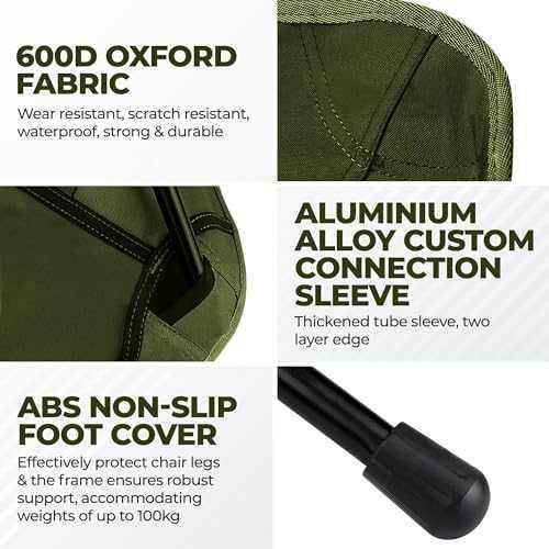 Low Back Ultralight Folding Camping Chairs With Storage Pouch - Black - Image 8
