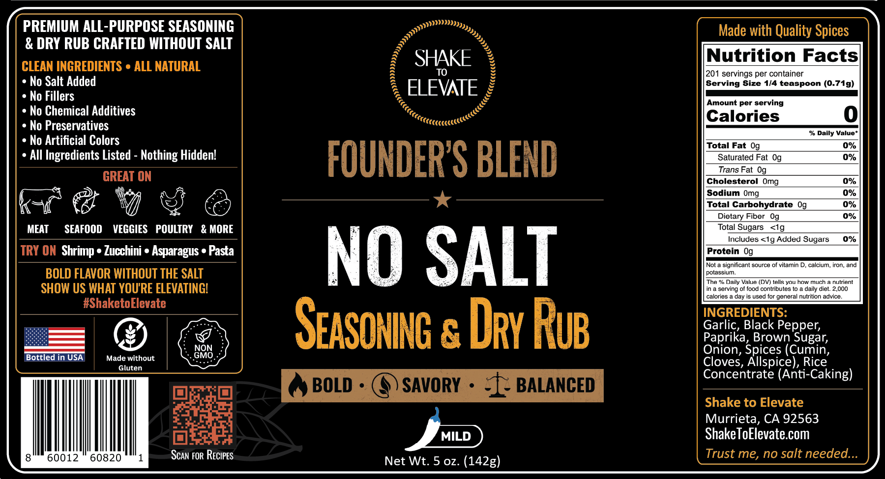 Shake to Elevate Founder's Blend No Salt Seasoning - Image 23