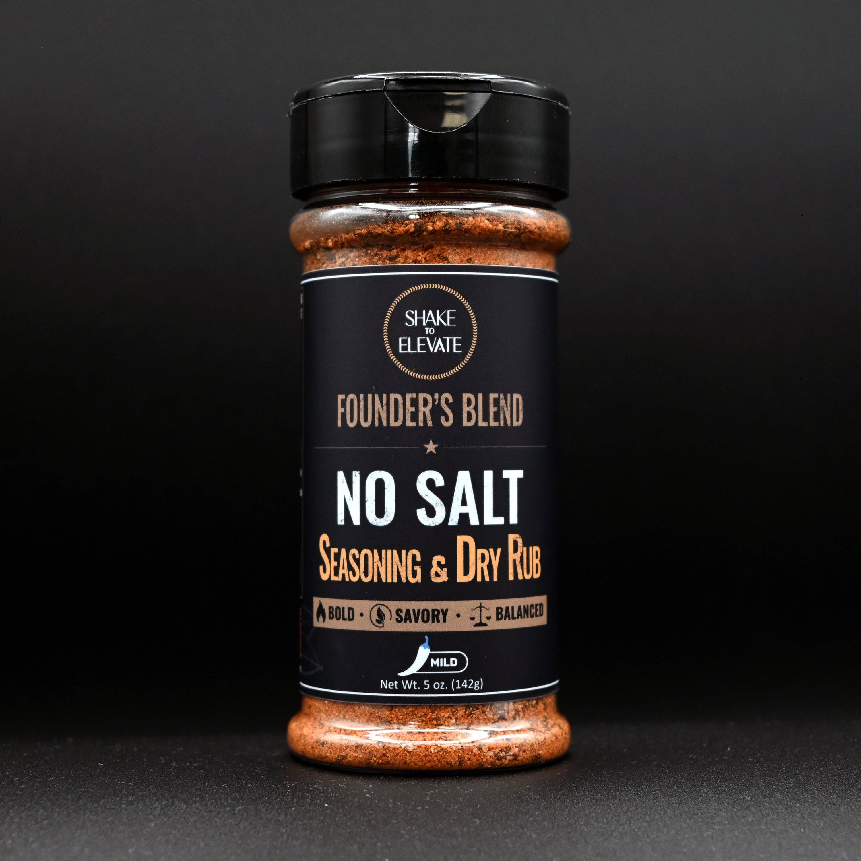Shake to Elevate Founder's Blend no salt seasoning all-purpose BBQ dry rub made with clean natural ingredients