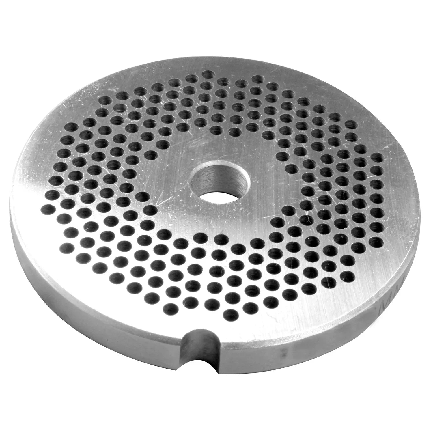 Stainless steel meat grinder plate with multiple holes, outdoor cooking accessory