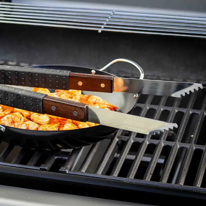 TableCraft 3-Piece Soft-Grip Grilling Tool Set with Dark Wood Handles - Image 5