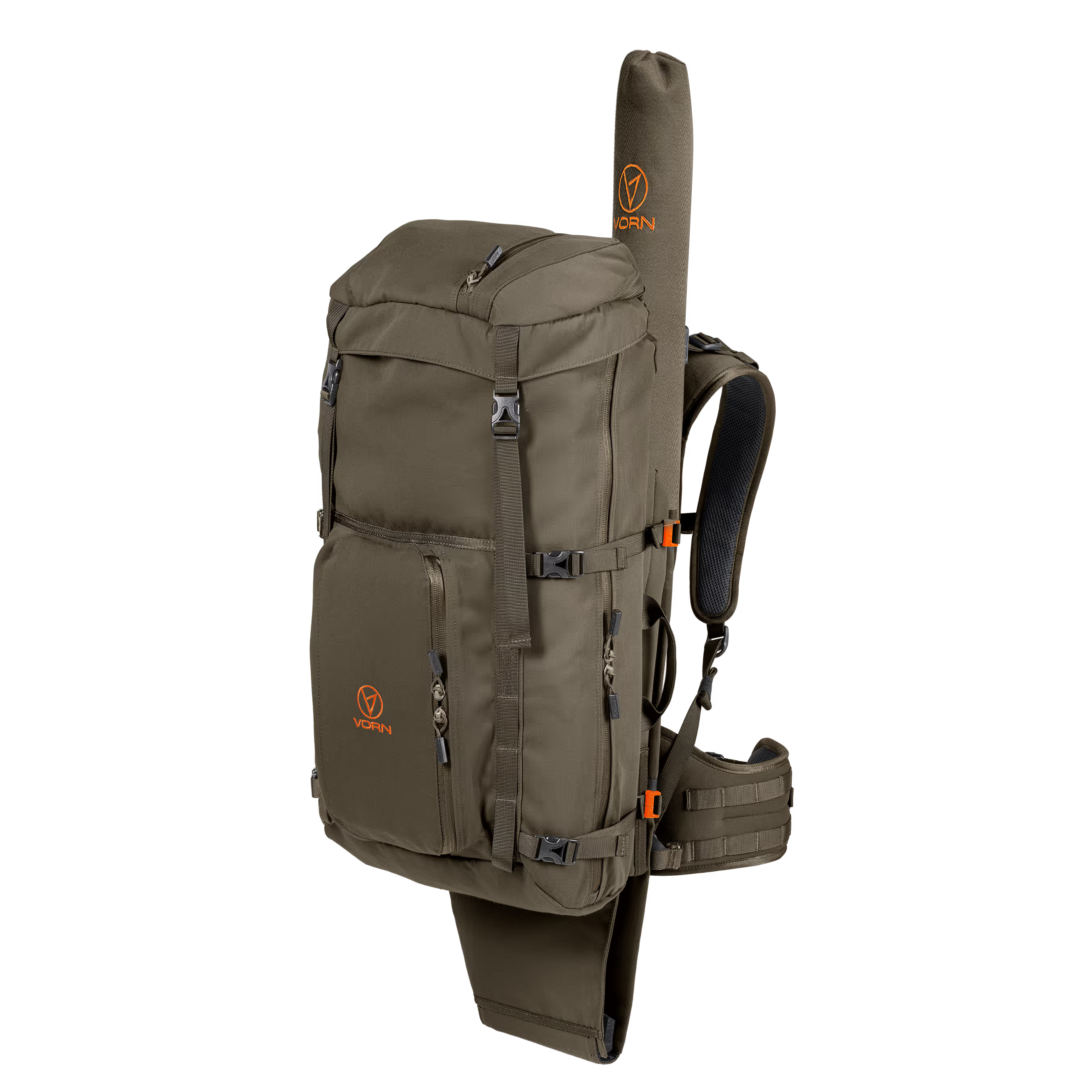 Vorn EV45 45L rifle backpack with Quick Rifle Release system, hunting pack frame, hip belt and rifle carrying system