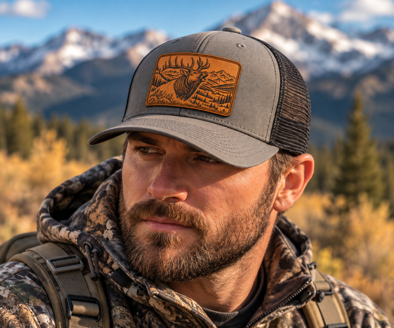 Leapfrog Collective High Country Bull Elk Bugle Leather Patch Hat - Image 4
