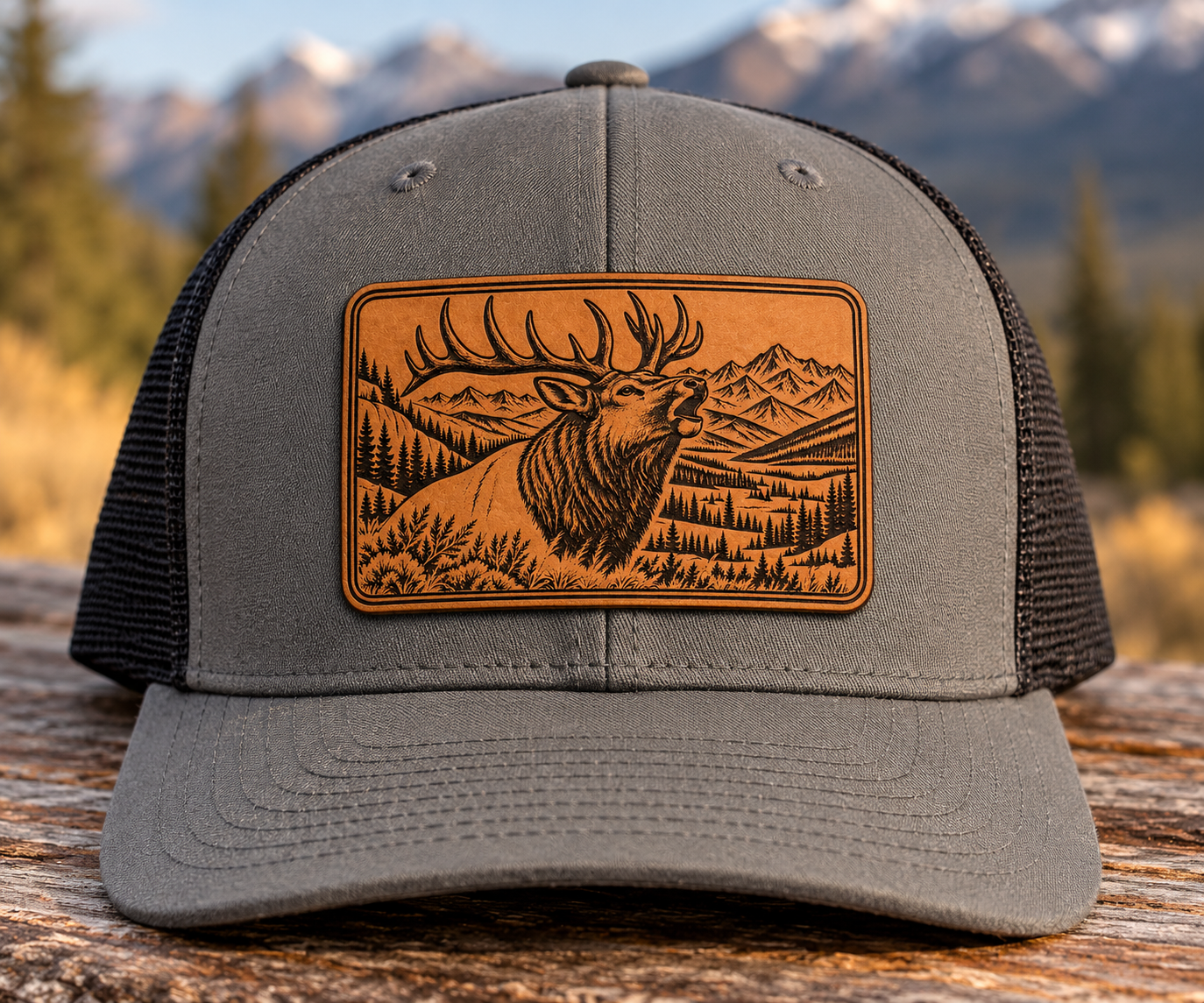 Leapfrog Collective High Country Bull Elk Bugle Leather Patch Hat - Image 3