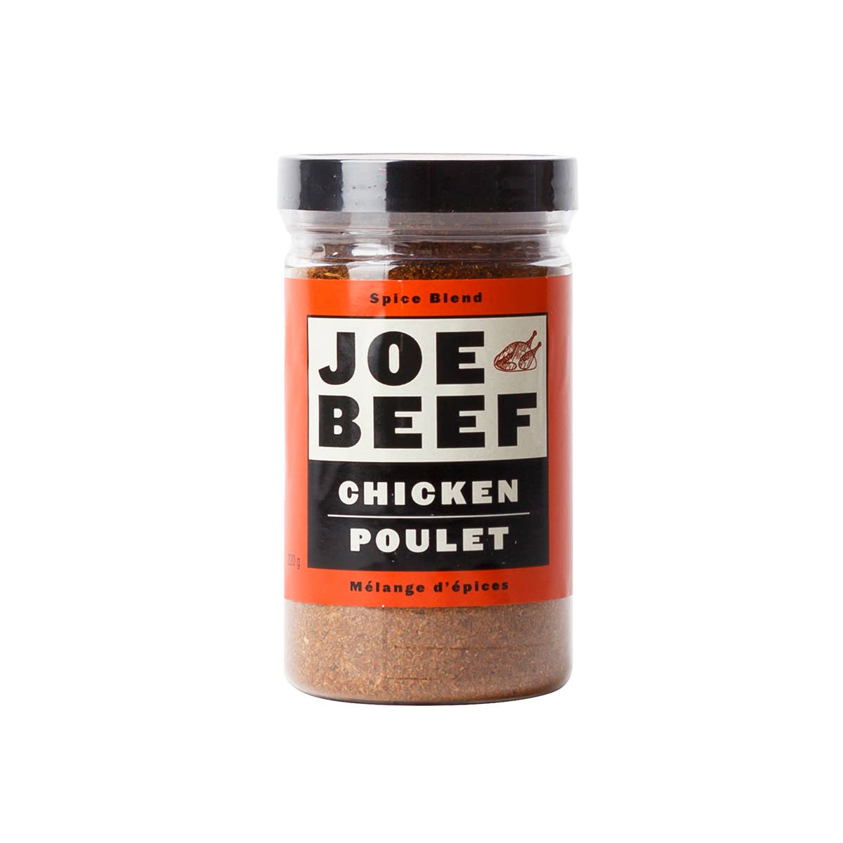 Joe Beef chicken spice blend seasoning jar for grilling and outdoor cooking