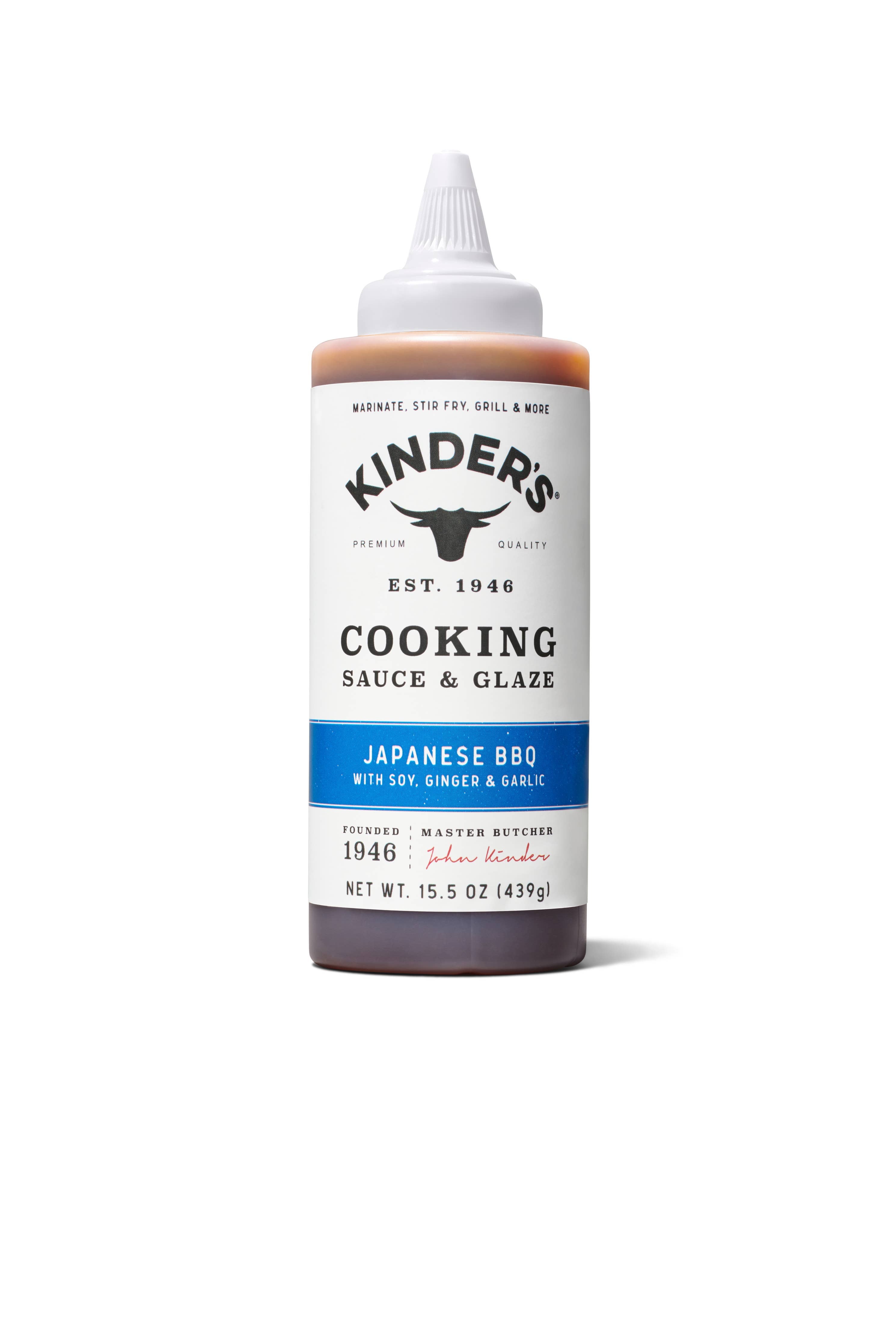 Bottle of Kinder's Cooking Sauce & Glaze on a white background