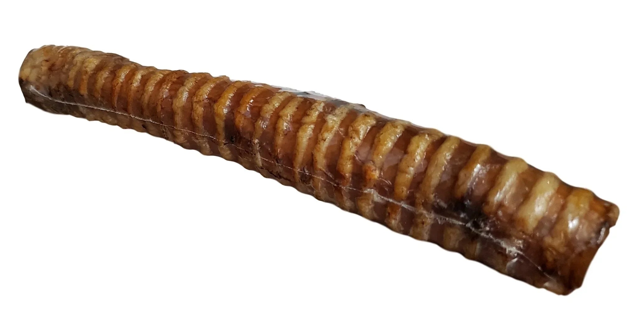 Smoked veal trachea dog chew on white background