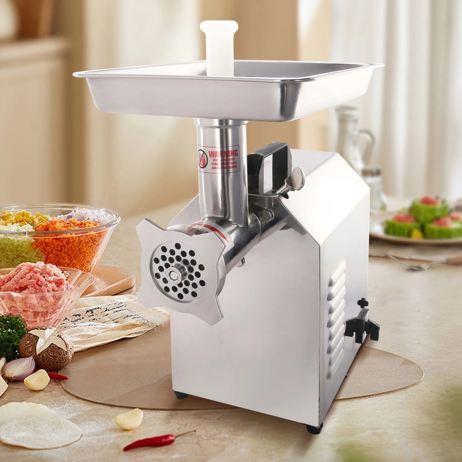 Hakka Bros Electric Meat Grinder #22, 900W, 560 lbs/h Stainless Steel Food Mincer