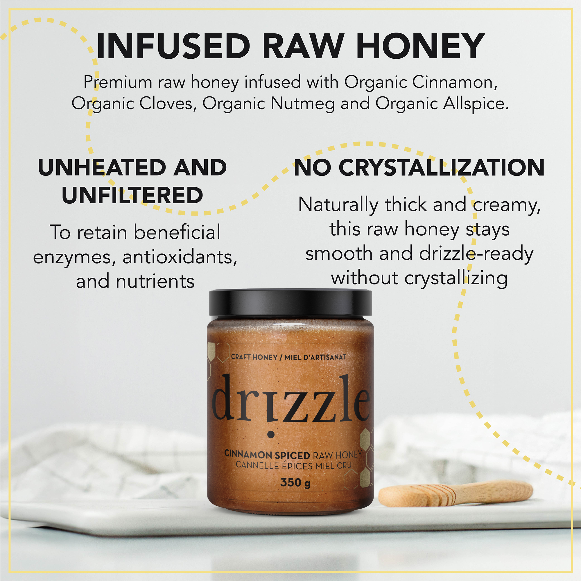 Drizzle Honey Cinnamon Spiced Raw Honey – 350 g - Image 4