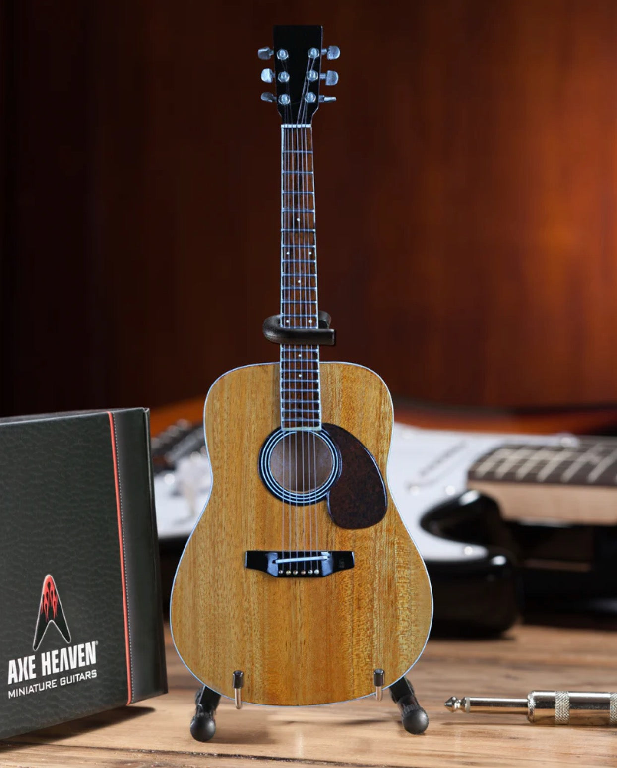 Classic Natural Finish Acoustic Miniature Guitar Replica Collectible - Image 2