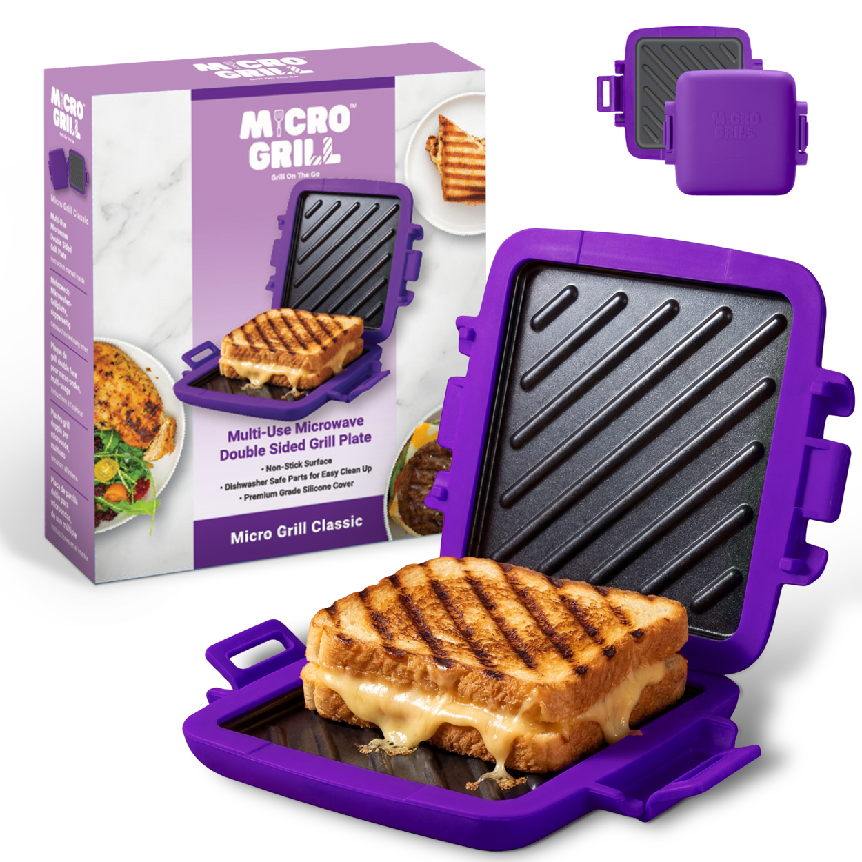 Micro Grill Classic™ Toastie Maker, Microwave Grill, Sandwich Toaster, 3 Minute Grilled Cheese, Crispy, Panini Press, Dishwasher Safe, Office, Home, Travel & School Dorms - Image 3