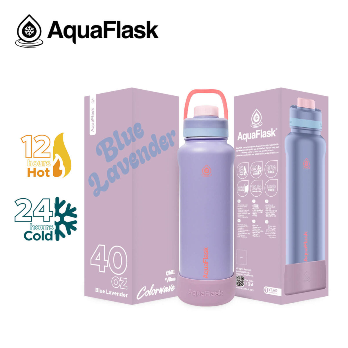 AquaFlask Colorwave 40oz Tumbler – Double Wall Stainless Steel, Keeps Drinks Hot & Cold, Leak-Proof - Image 19