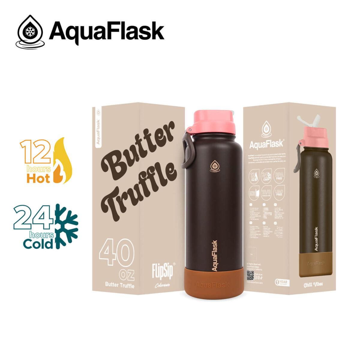 AquaFlask Colorwave 40oz Flip Sip Bottle – Insulated Stainless Steel Water Flask - Image 13