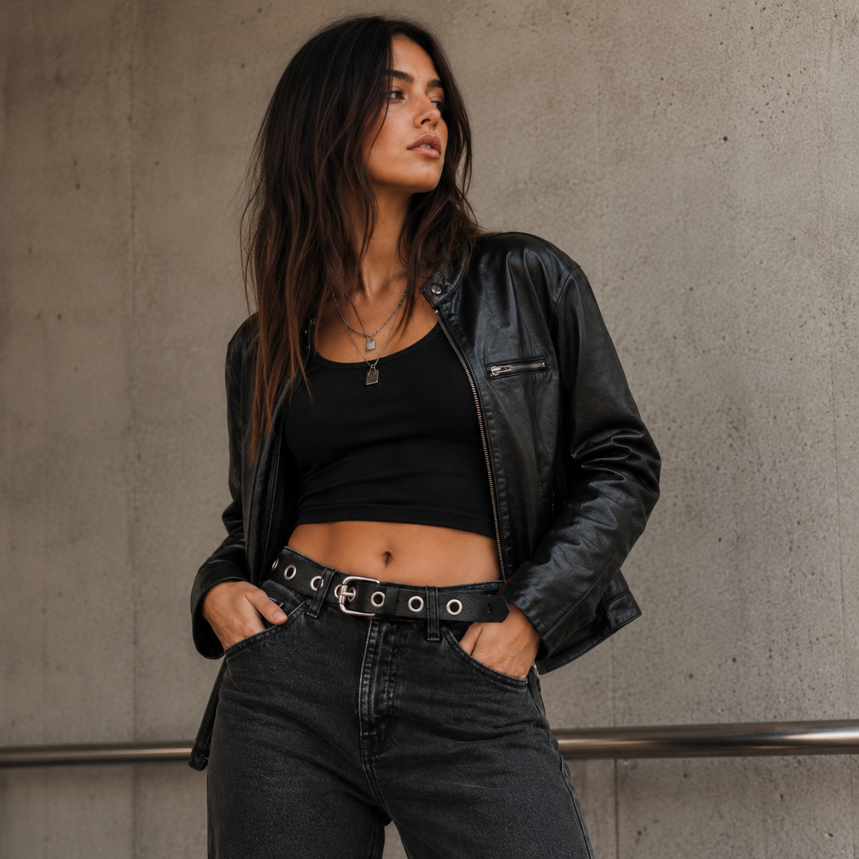 Nab Leather Exene - Slim Black Leather Belt with Single Grommets - Made in Canada - Image 3