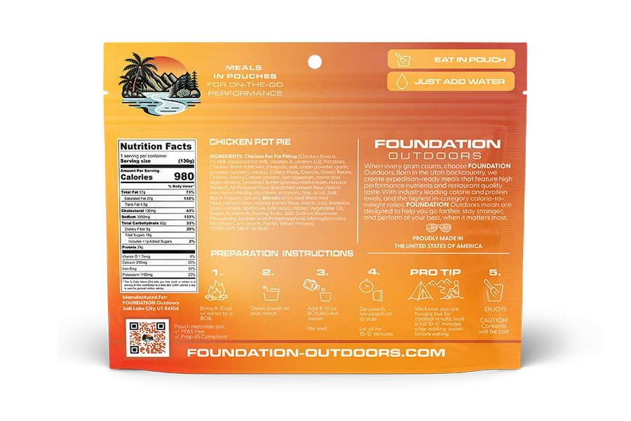 Foundation Outdoors Chicken Pot Pie Meal - Image 3