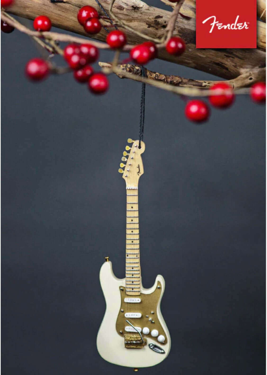 FENDER 50s Stratocaster Guitar Holiday Ornament 6"– Cream