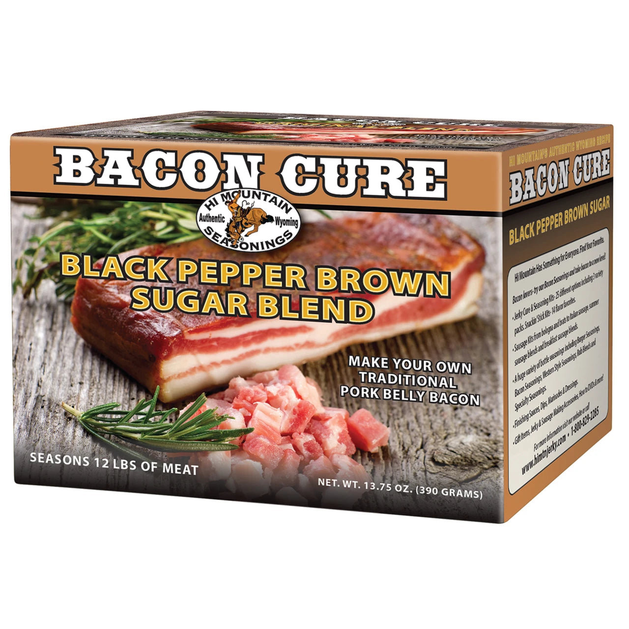 Hi Mountain Black Pepper & Brown Sugar Bacon Cure for homemade pork belly bacon