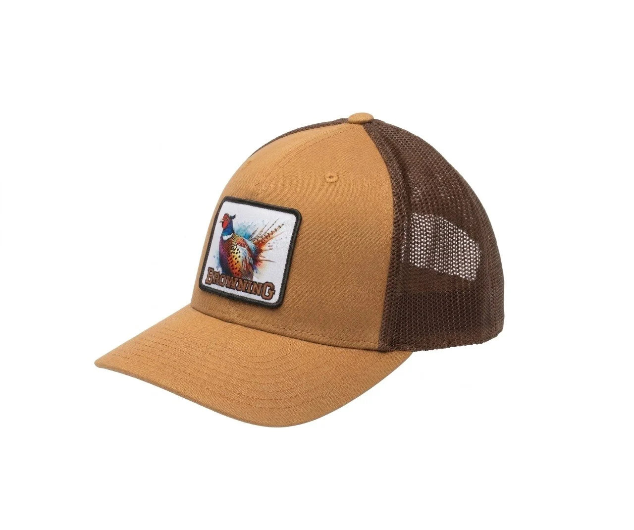 Browning Chase Snapback Pheasant Cap with pheasant patch, breathable brown mesh back and adjustable snapback closure