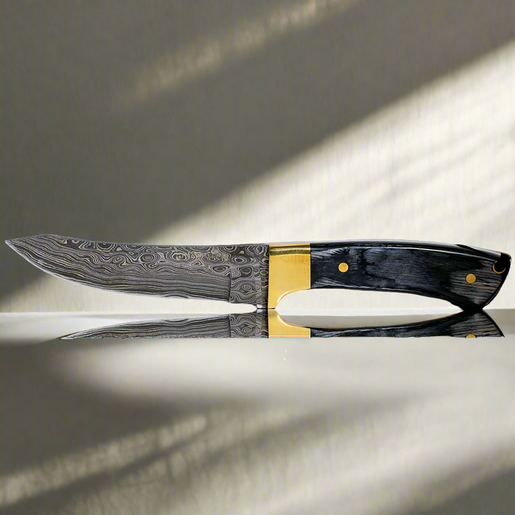 Ginza Steel Hatif Hunter Special - Damascus Steel Skinner Knife 5 inch with Leather Sheath