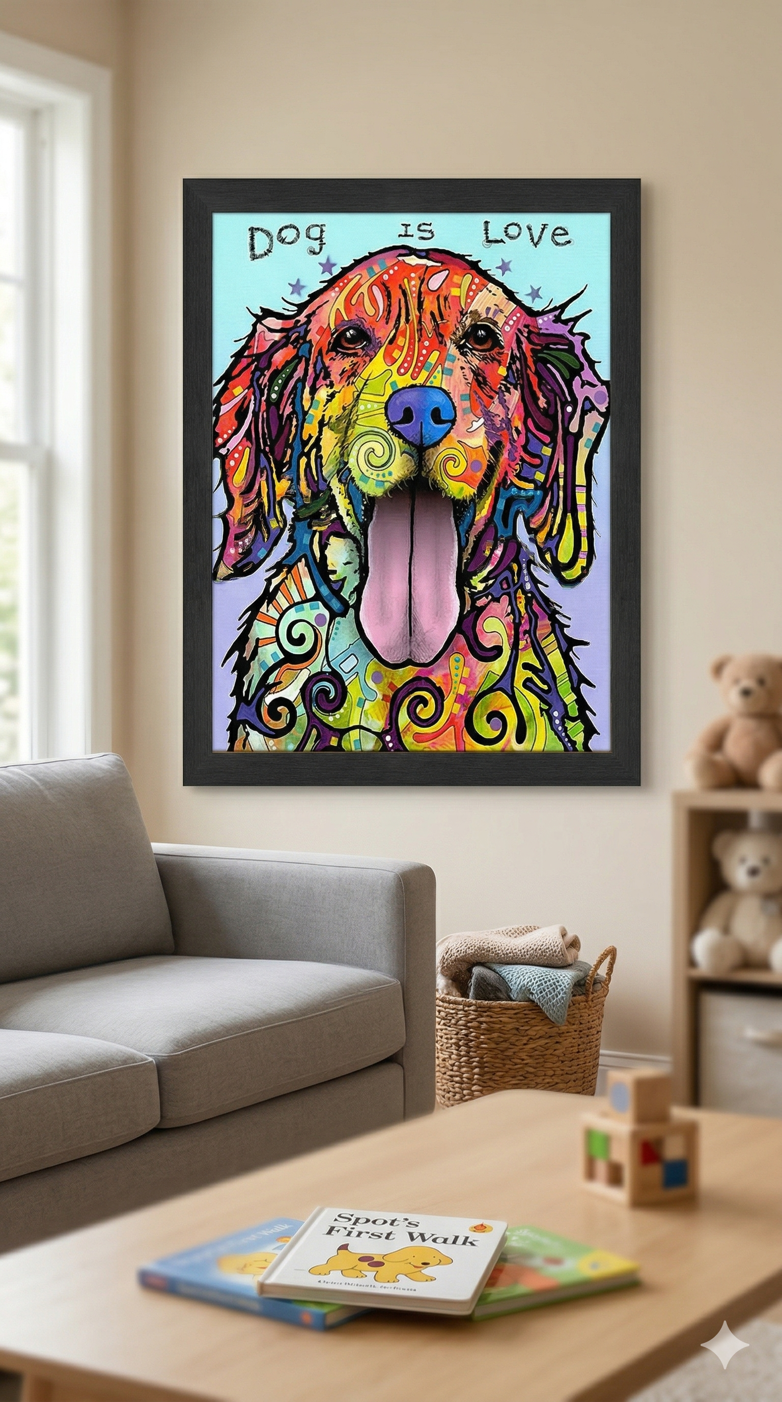 'LOVE AND A DOG' FRAMED DOG ART PRINT BY DEAN RUSSO (29' BY 24') - Image 4