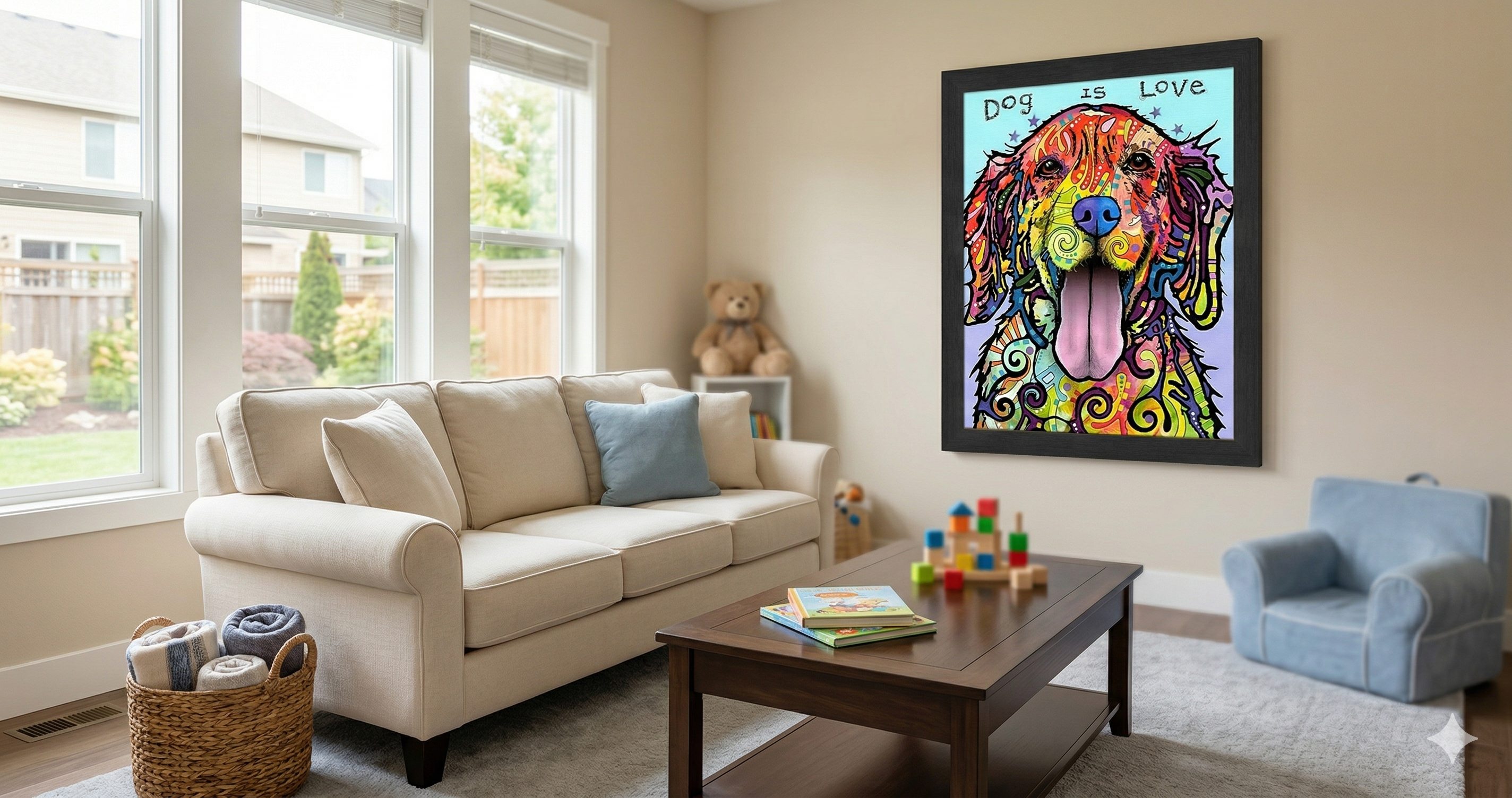 'LOVE AND A DOG' FRAMED DOG ART PRINT BY DEAN RUSSO (29' BY 24') - Image 3