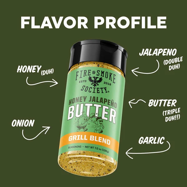 Fire & Smoke Society Honey Jalapeño Butter Seasoning – 7 oz - Image 2