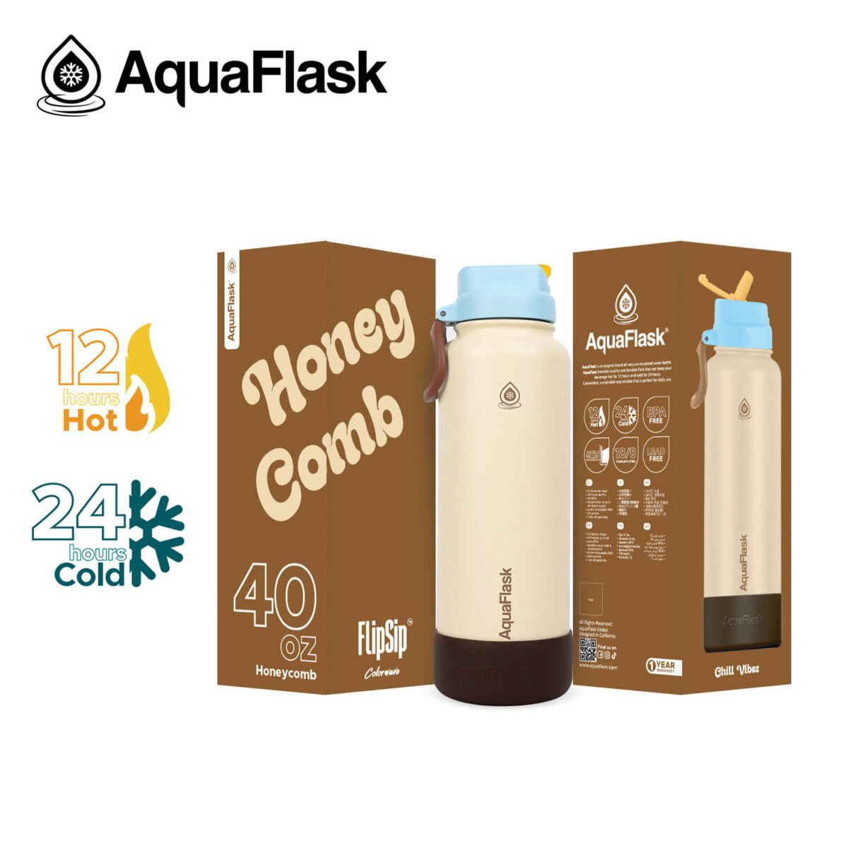 AquaFlask Colorwave 40oz Flip Sip Bottle – Insulated Stainless Steel Water Flask - Image 15