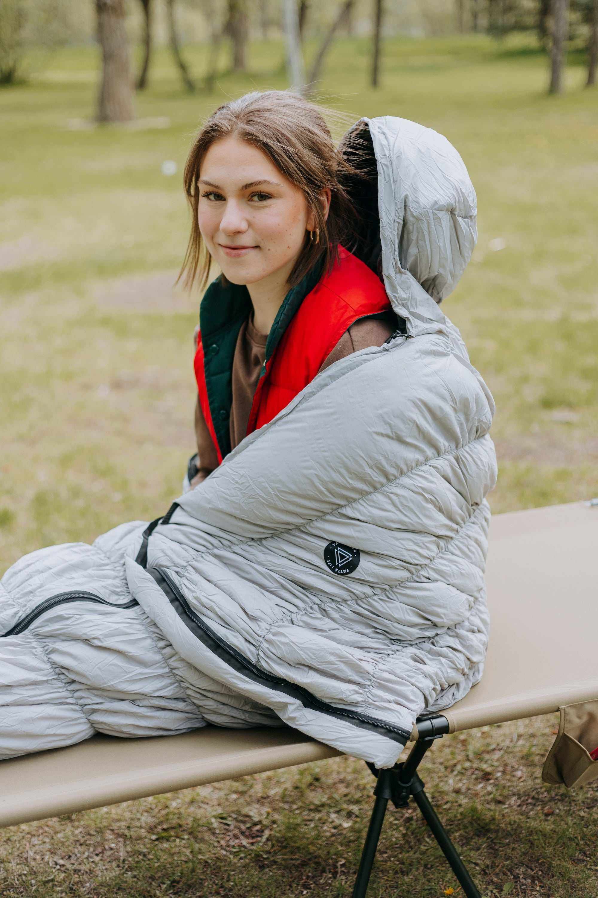 Goose Down Sleeping Bag Grey - Image 8