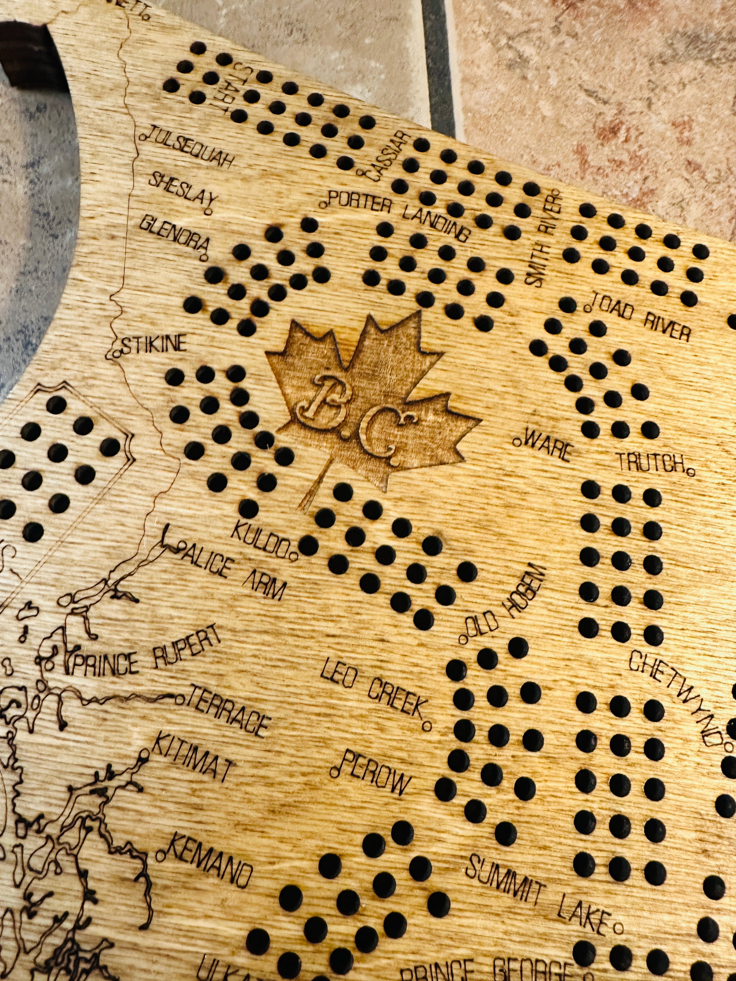 Creations by Alfie British Columbia Shaped Cribbage Board