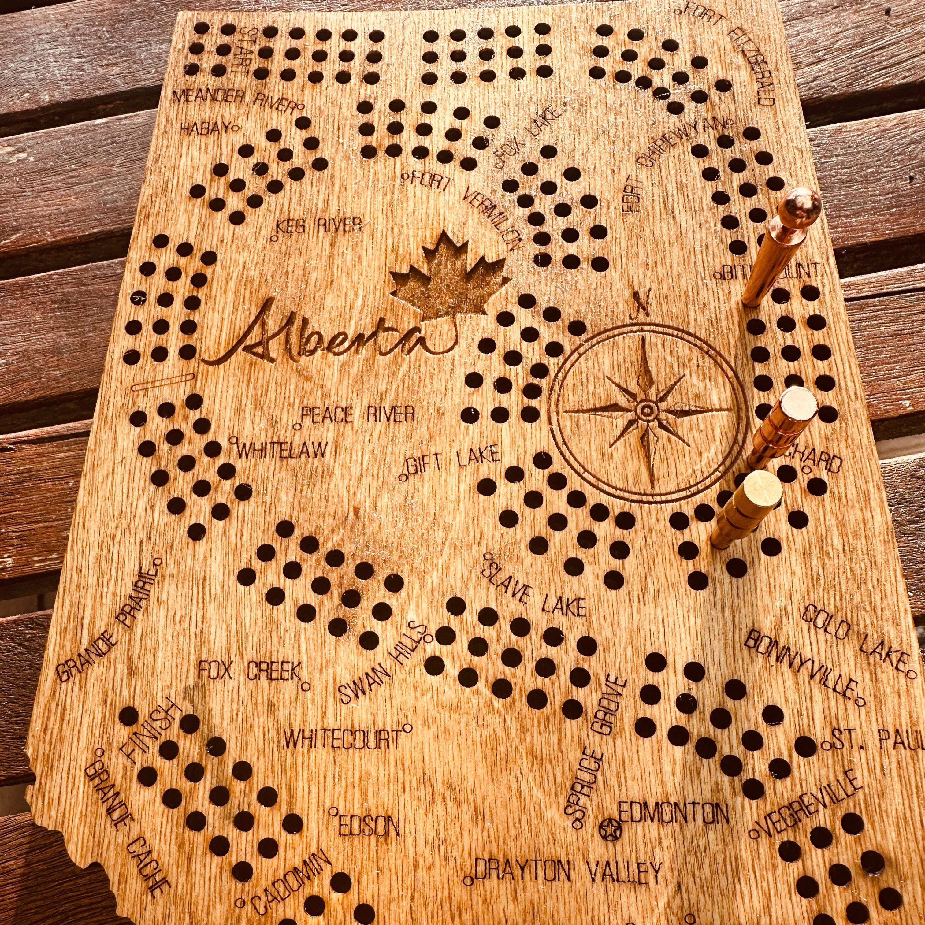 Creations by Alfie Alberta Map Shaped Cribbage Board