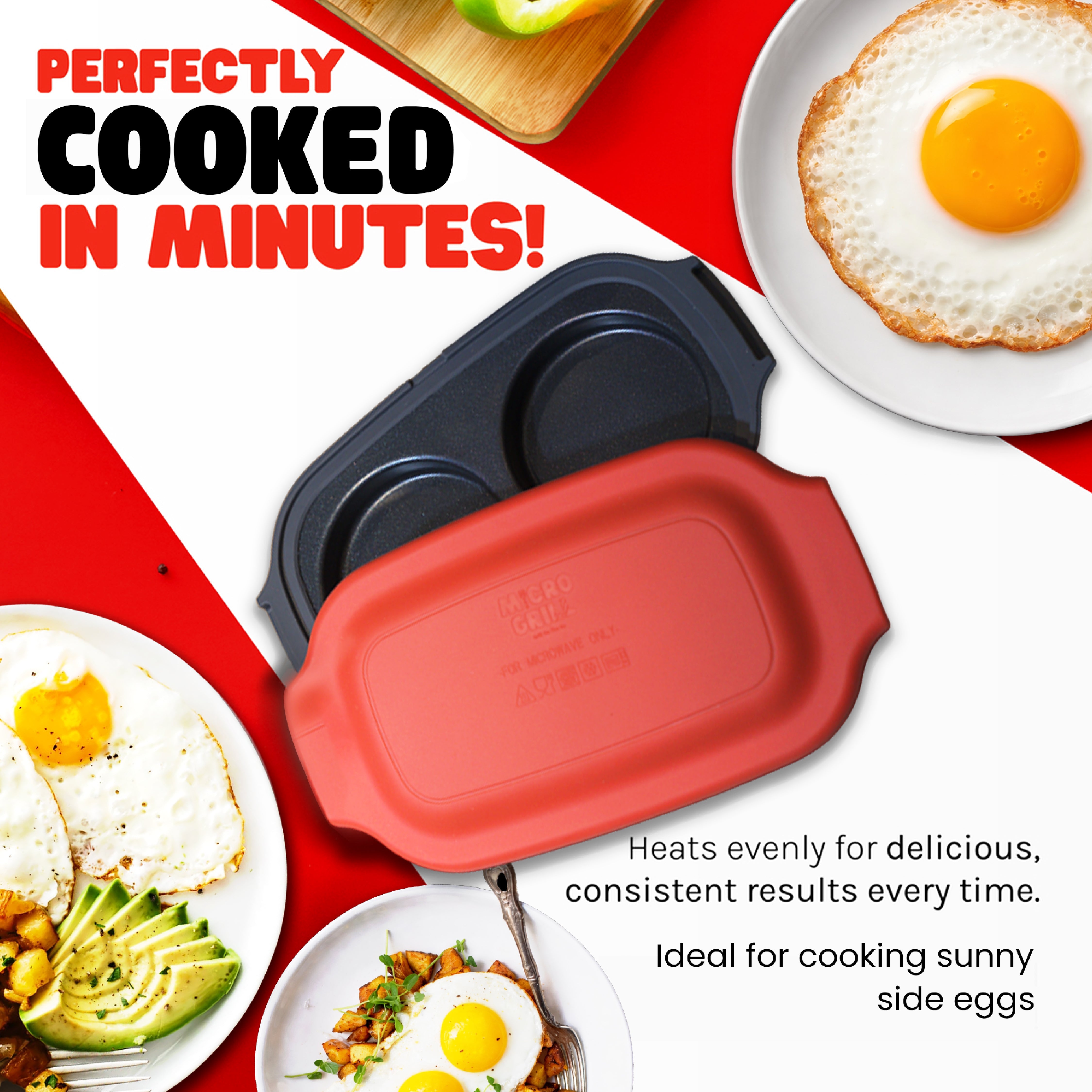 Micro Grill Egg Mate™ Microwave Egg Cooker – 2-Egg Sunny Side Up Maker with Steam Vent Lid – Fast Breakfast Sandwich Egg Mold – BPA-Free, Dishwasher Safe - Image 3