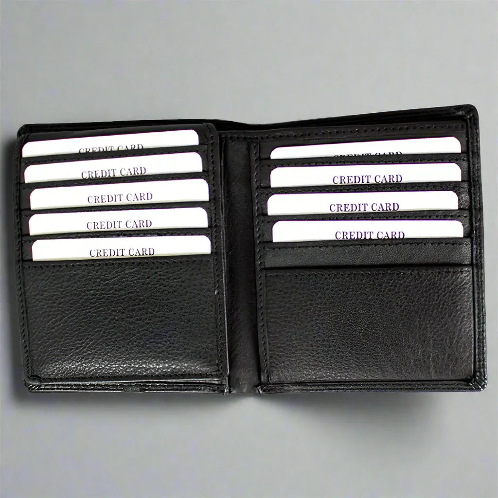 JBG International Men's Flip Up Wing Bifold Leather Wallet