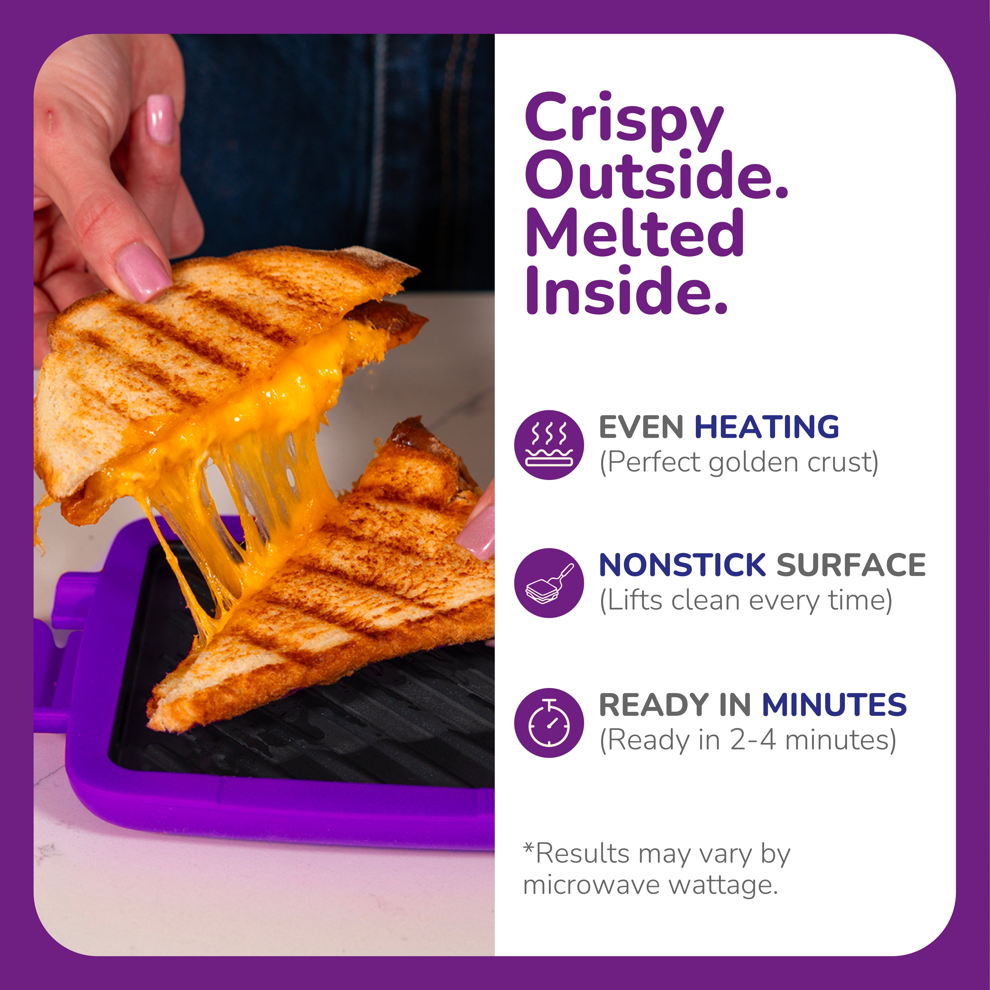 Micro Grill Classic™ Toastie Maker, Microwave Grill, Sandwich Toaster, 3 Minute Grilled Cheese, Crispy, Panini Press, Dishwasher Safe, Office, Home, Travel & School Dorms - Image 14