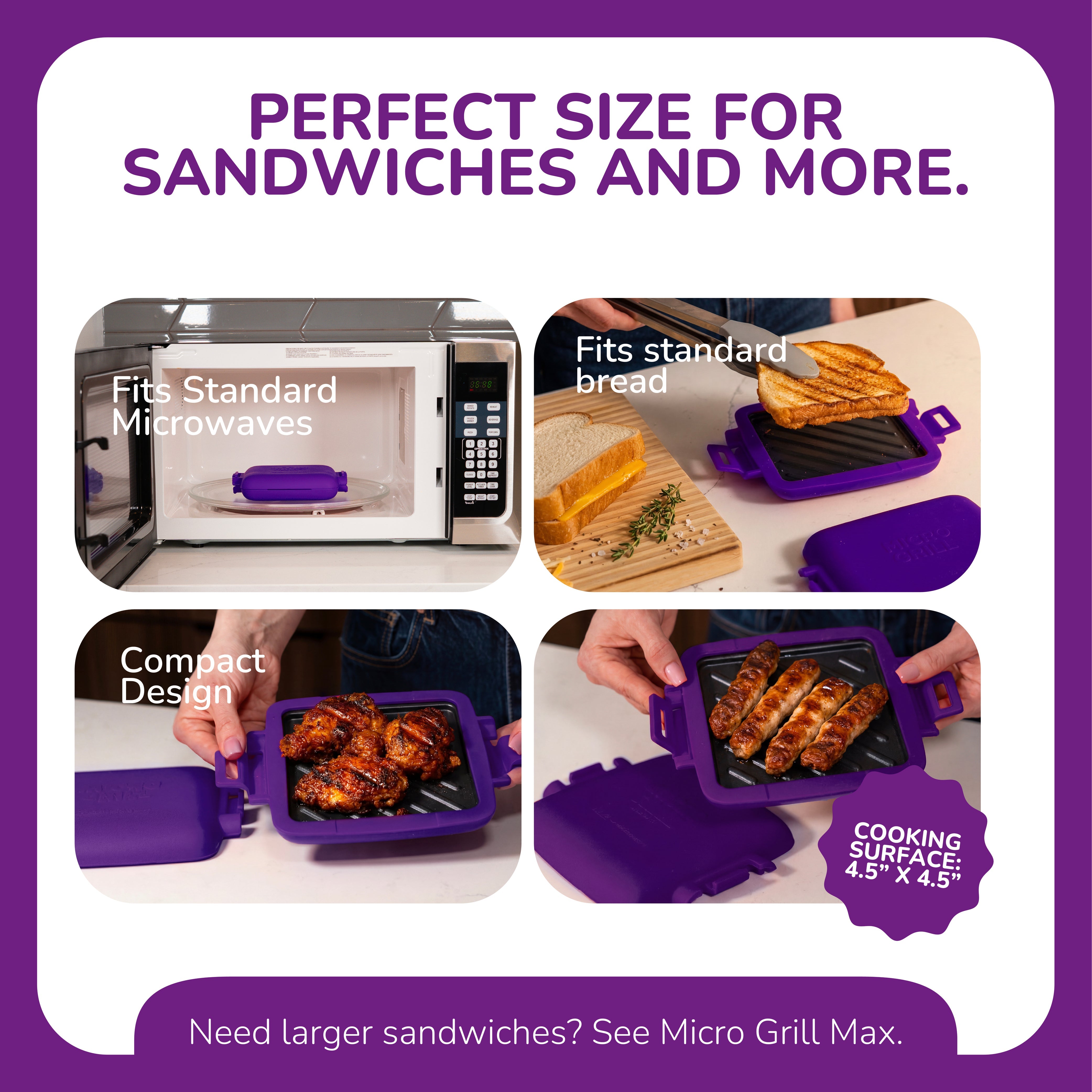 Micro Grill Classic™ Toastie Maker, Microwave Grill, Sandwich Toaster, 3 Minute Grilled Cheese, Crispy, Panini Press, Dishwasher Safe, Office, Home, Travel & School Dorms - Image 16