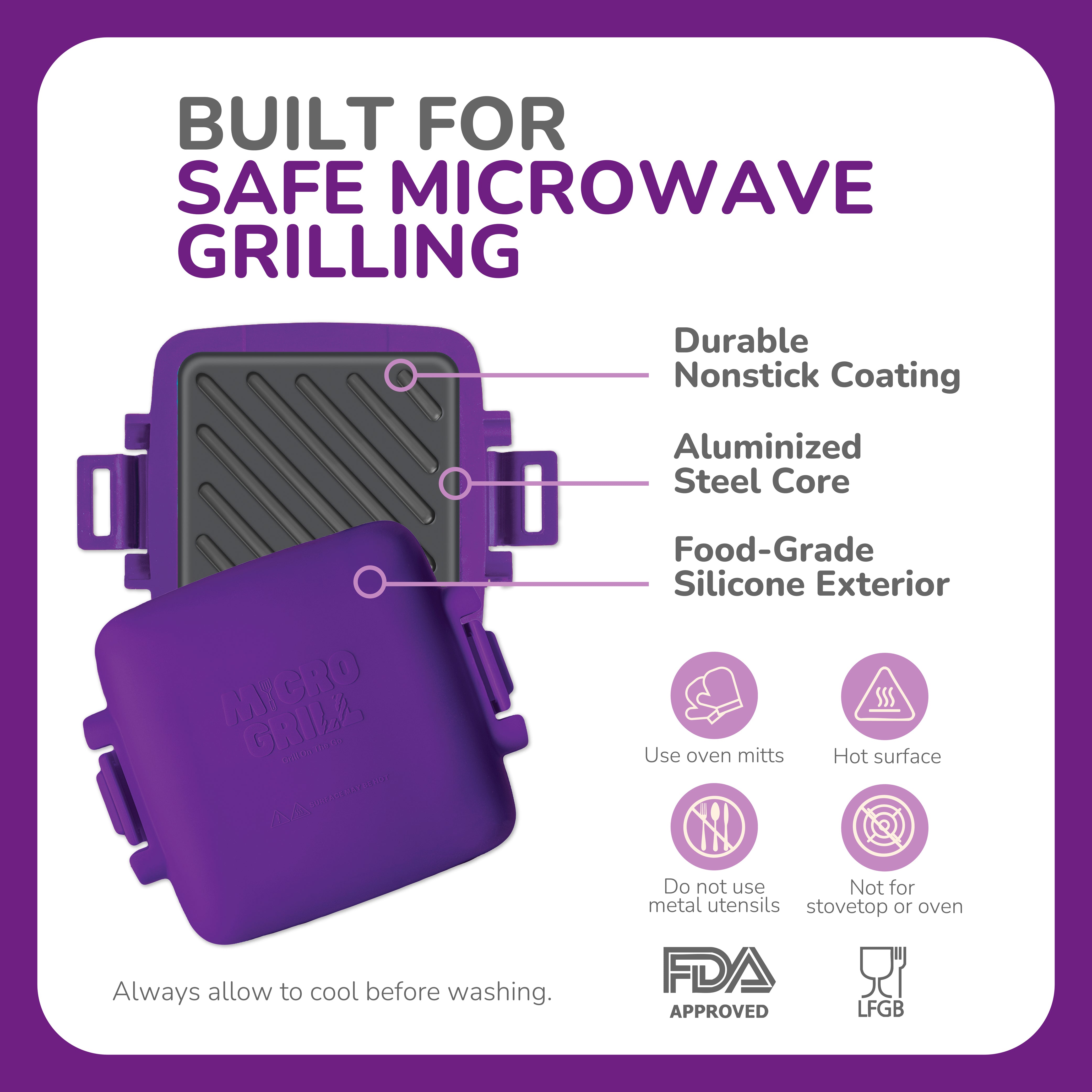 Micro Grill Classic™ Toastie Maker, Microwave Grill, Sandwich Toaster, 3 Minute Grilled Cheese, Crispy, Panini Press, Dishwasher Safe, Office, Home, Travel & School Dorms - Image 17