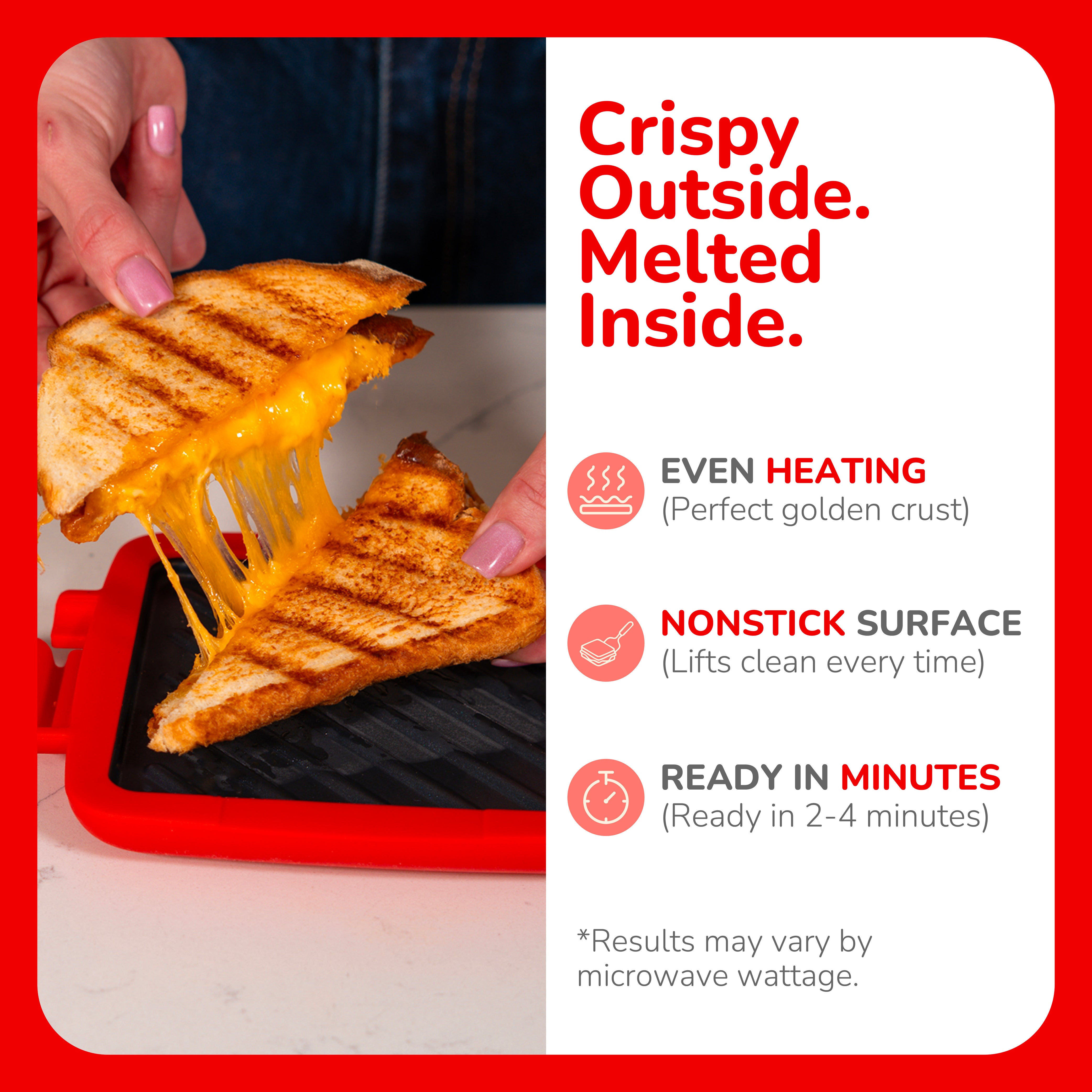 Micro Grill Classic™ Toastie Maker, Microwave Grill, Sandwich Toaster, 3 Minute Grilled Cheese, Crispy, Panini Press, Dishwasher Safe, Office, Home, Travel & School Dorms - Image 4