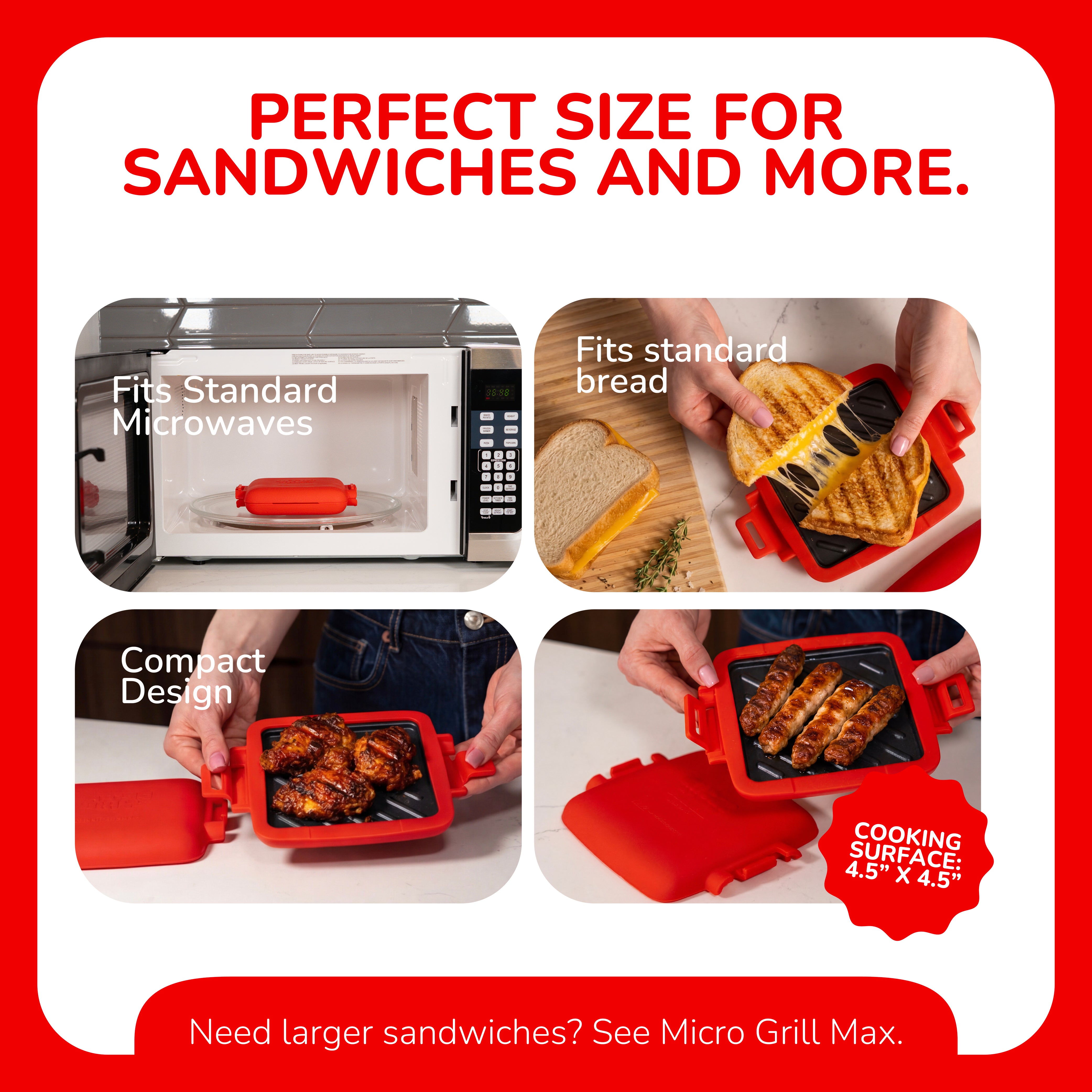 Micro Grill Classic™ Toastie Maker, Microwave Grill, Sandwich Toaster, 3 Minute Grilled Cheese, Crispy, Panini Press, Dishwasher Safe, Office, Home, Travel & School Dorms - Image 6