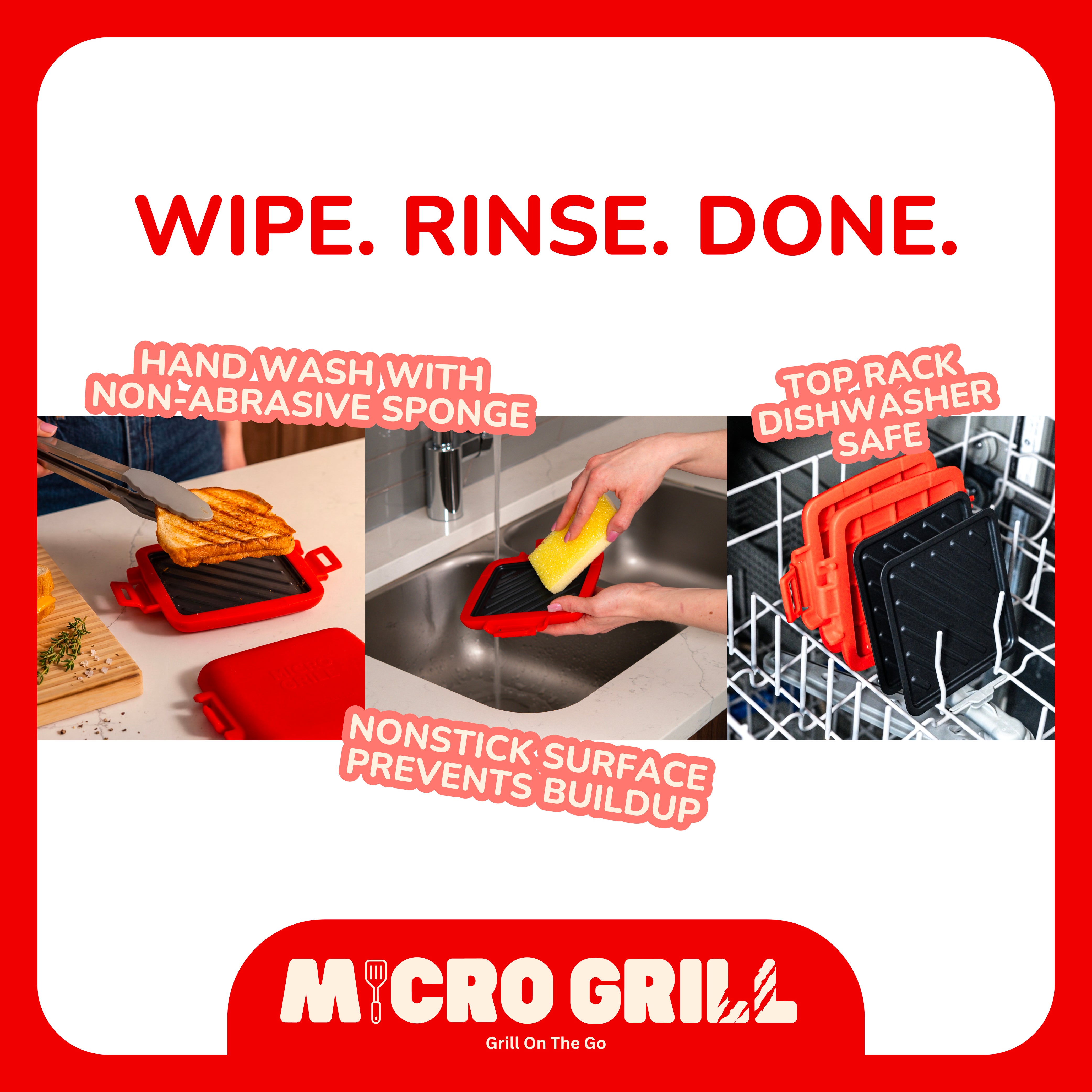 Micro Grill Classic™ Toastie Maker, Microwave Grill, Sandwich Toaster, 3 Minute Grilled Cheese, Crispy, Panini Press, Dishwasher Safe, Office, Home, Travel & School Dorms - Image 8
