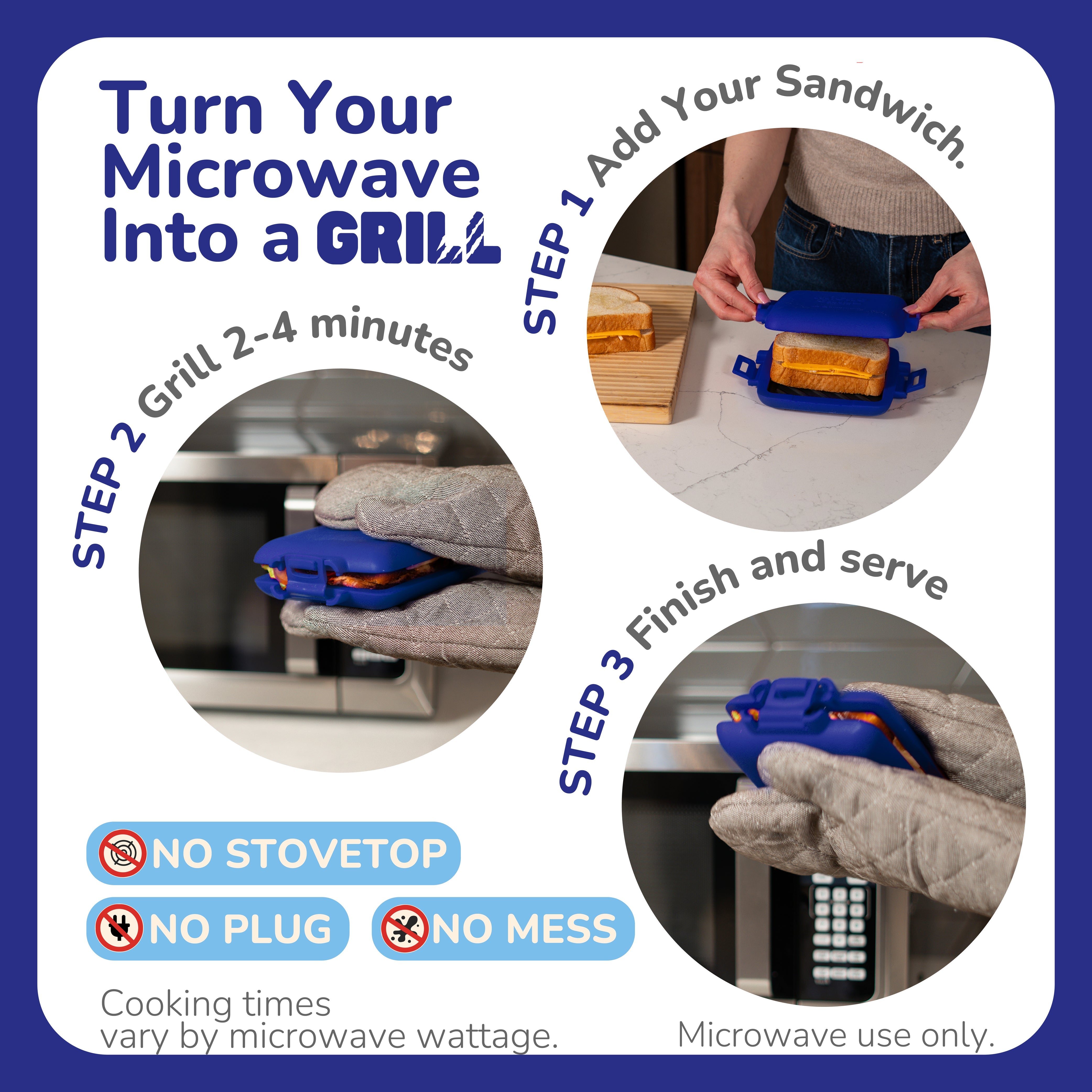 Micro Grill Classic™ Toastie Maker, Microwave Grill, Sandwich Toaster, 3 Minute Grilled Cheese, Crispy, Panini Press, Dishwasher Safe, Office, Home, Travel & School Dorms - Image 10