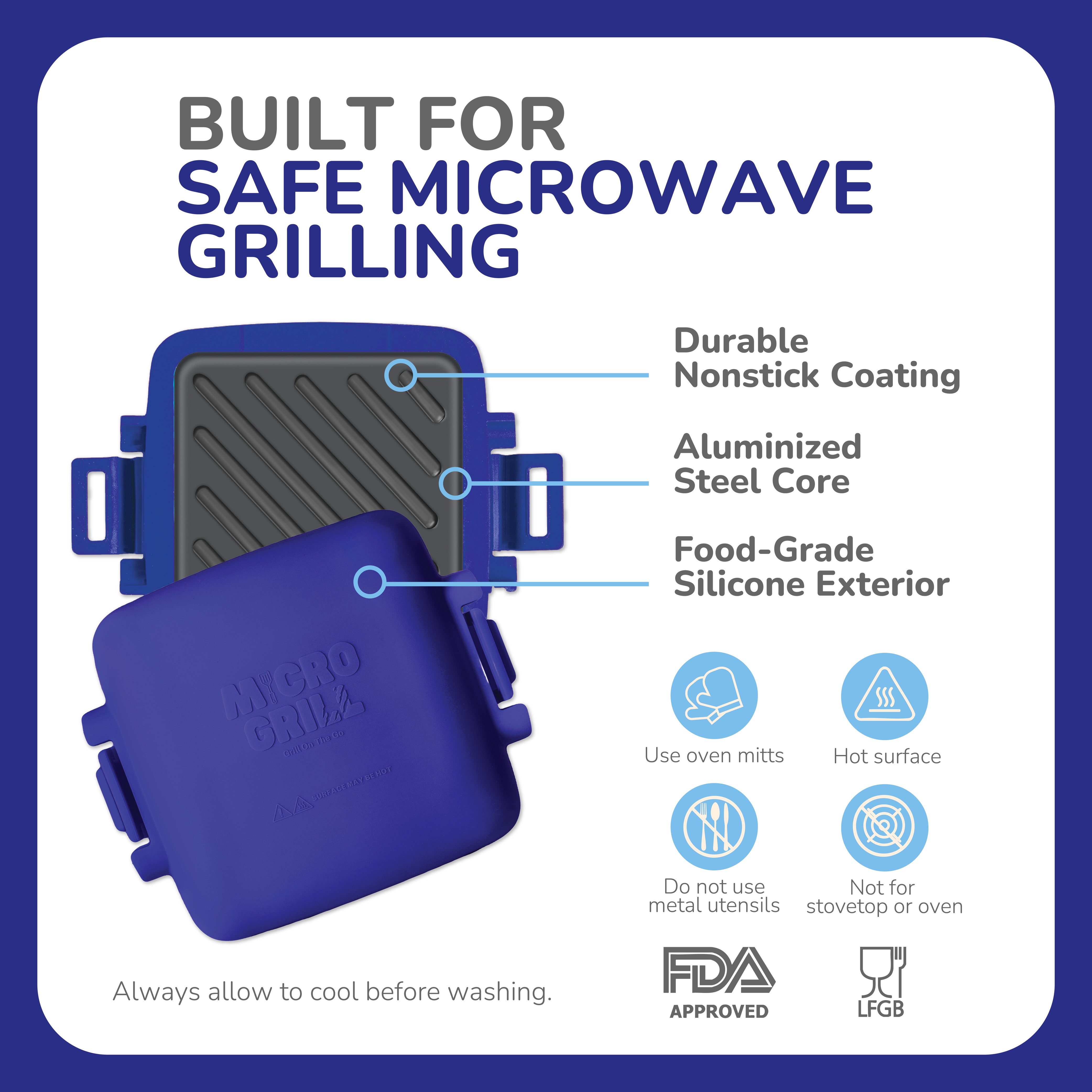 Micro Grill Classic™ Toastie Maker, Microwave Grill, Sandwich Toaster, 3 Minute Grilled Cheese, Crispy, Panini Press, Dishwasher Safe, Office, Home, Travel & School Dorms - Image 12